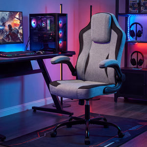 Ergonomic Computer Office Chair with 90° Flip-up Armrests-Gray view 6