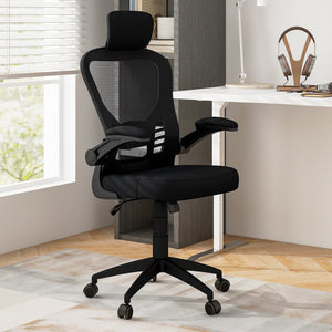 Ergonomic Mesh Office Chair with Adjustable Height for Home Office-Black view 2