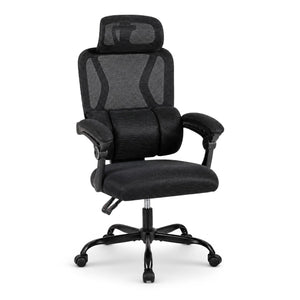 Ergonomic Office Computer Mesh Chair with High Back Adaptive Lumbar Support and 2D Adjustable Headrest-Black view 4