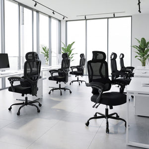 Ergonomic Office Computer Mesh Chair with High Back Adaptive Lumbar Support and 2D Adjustable Headrest-Black view 5