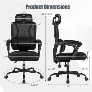 Ergonomic Office Computer Mesh Chair with High Back Adaptive Lumbar Support and 2D Adjustable Headrest-Black view 6
