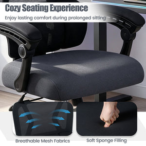 Ergonomic Office Computer Mesh Chair with High Back Adaptive Lumbar Support and 2D Adjustable Headrest-Black view 7