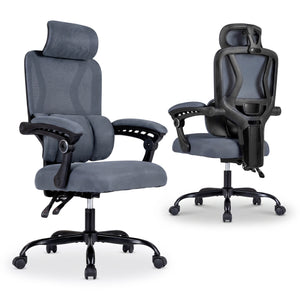 Ergonomic Office Computer Mesh Chair with High Back Adaptive Lumbar Support and 2D Adjustable Headrest-Gray view 3