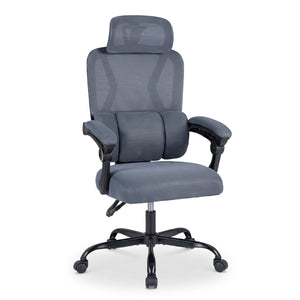 Ergonomic Office Computer Mesh Chair with High Back Adaptive Lumbar Support and 2D Adjustable Headrest-Gray view 4