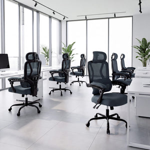 Ergonomic Office Computer Mesh Chair with High Back Adaptive Lumbar Support and 2D Adjustable Headrest-Gray view 6