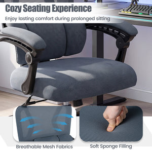 Ergonomic Office Computer Mesh Chair with High Back Adaptive Lumbar Support and 2D Adjustable Headrest-Gray view 7