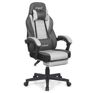 Ergonomic Video Game Chair with Headrest and Reclining Backrest-Grey view 4