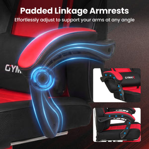 Ergonomic Video Game Chair with Headrest and Reclining Backrest-Red view 9