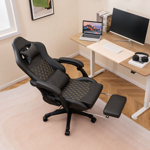 Ergonomic Video Game Computer Chair with Headrest and Lumbar Pillow-Black view 2