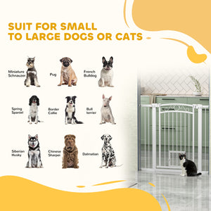 Dog Gate, Walk Through Pet Gate w/ Small Pet Door, Auto Close, for Doorways, House, Stair, 30"-41" W x 38" H