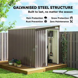 5'x7' Lean to Galvanized Metal Shed with Foundation, Garden Tool Storage House with Sliding Door and 2 – view 17