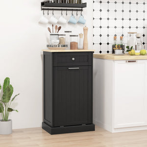 Kitchen Tilt Out Trash Bin Cabinet, Free Standing Recycling Cabinet, Trash Can Holder with Drawer, White – view 14