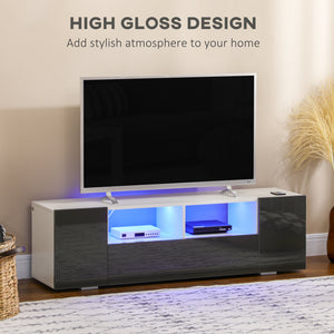 TV Stand for TVs up to 60", TV Unit with LED Lights, Storage Shelves and Cupboards, 53.9" x 13.8" x 16.5" – view 3