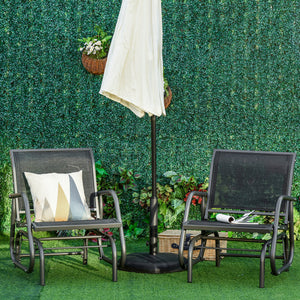 Patio Glider Set of 2 Outdoor Glider Chair with Breathable Mesh Seat & Backrest, Armrests and Metal Frame, Black