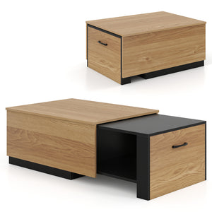 Extendable Coffee table with Concealed Storage Compartment-Natural view 4