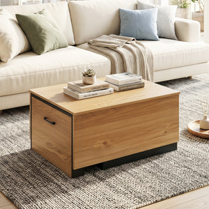 Extendable Coffee table with Concealed Storage Compartment-Natural view 6