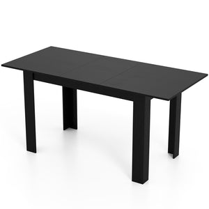 Extendable Dining Table for 4-8 People 47 inches-62 inches Large Rectangular Kitchen Table-Black