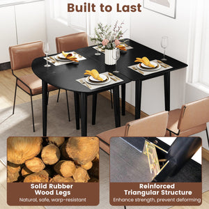 Extendable Dining Table Set with 2 Half-Round and 1 Rectangular Tables-Black view 8