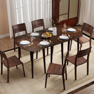 Extendable Dining Table Set with 2 Half-Round and 1 Rectangular Tables-Walnut view 2