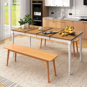Extendable Dining Table with Rubber Wood Legs for 4-8 People-White view 2