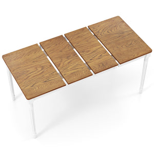Extendable Dining Table with Rubber Wood Legs for 4-8 People-White view 4