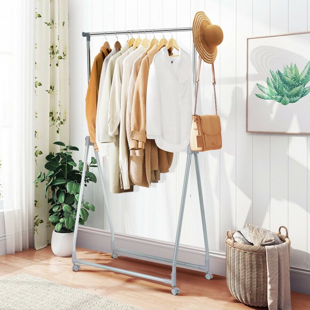 Extendable Foldable Heavy Duty Clothing Rack with Hanging Rod view 2