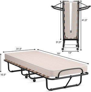 75 x 31.5 Inch Folding Guest Bed with Memory Foam Mattress for Adult view 5