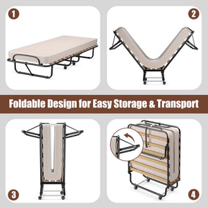 75 x 31.5 Inch Folding Guest Bed with Memory Foam Mattress for Adult view 9