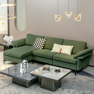 Extra Large Modular L-shaped Sectional Sofa with Reversible Chaise for 4-5 People-Army Green view 2