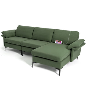 Extra Large Modular L-shaped Sectional Sofa with Reversible Chaise for 4-5 People-Army Green view 4