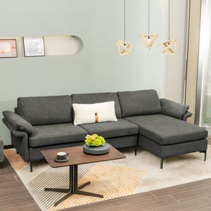 Extra Large Modular L-shaped Sectional Sofa with Reversible Chaise for 4-5 People-Gray view 2