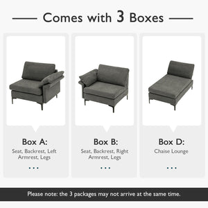 Extra Large Modular L-shaped Sectional Sofa with Reversible Chaise for 4-5 People-Gray view 7