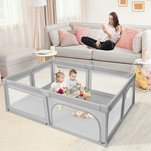 Extra-Large Safety Baby Fence with 50 Ocean Balls-Gray view 2