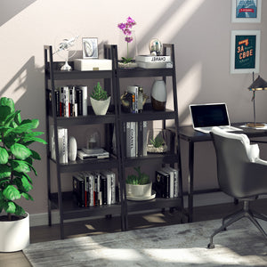Set of 2, 4 Tier Ladder Shelf Bookcase, Multi-Use Display Rack, Storage Shelving Unit Display Stand – view 7