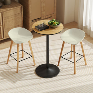 Round Table for 2, 40.2 Inch Bar Height Pub Table with Steel Frame, Non-Slip Base for Living Room, Kitchen, Natural Wood