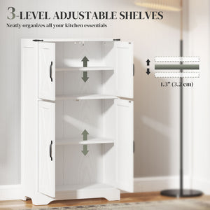 Farmhouse Kitchen Pantry, Freestanding Kitchen Pantry Storage Cabinet with Barn Doors and Adjustable Shelves, White