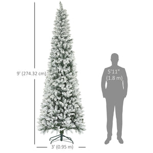 6ft Pencil Christmas Tree, Flocked Tree with 479 Branch Tips and Metal Base for Home, Indoor, Holiday