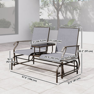 Patio Glider Rocking Chair 2 Person Outdoor Loveseat Rocker Garden Furniture Bench, Grey – view 30