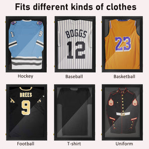 Set of 3 Jersey Display Frame Case, Acrylic Sports Shirt Shadow Box for Basketball Football Baseball, 23.5" x 31.5", Black