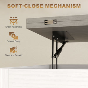 Modern Coffee Table, Lift Top Center Table with Fabric Drawers and Hidden Storage for Living Room – view 12