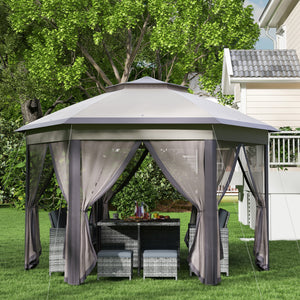 13' x 13' Pop Up Canopy Tent with Netting and Carry Bag, Instant Sun Shelter, Coffee and Beige – view 6