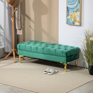 End of Bed Bench, Upholstered Bench, Entryway Shoe Bench with Button Tufted for Living Room, Bedroom, Blue – view 14