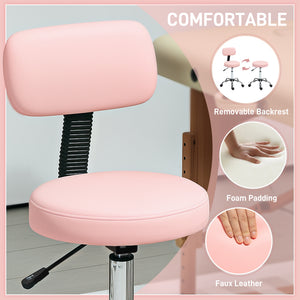 Adjustable Rolling Stool with Removable Backrest, Faux Leather Swivel Stool Chair for Salon Spa, Bar – view 10