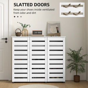 Narrow Shoe Cabinet with Slatted Doors, Adjustable Shelves for 20 Pairs of Shoes – view 15