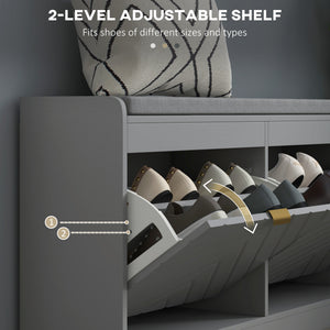 Shoe Storage with Seat, Upholstered Hallway Bench, Shoe Bench with 2 Flip Drawers and 4 Vents for 8 Pairs of Shoes