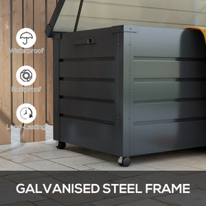 78 Gallon Garden Storage Box, Waterproof Outdoor Storage Container with Wheels and Handles, Dark Grey – view 11