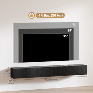 71" Floating TV Stand for TVs up to 72 Inch, Wall Mount Media Console with 2 Fluted Flip-Down Doors – view 2