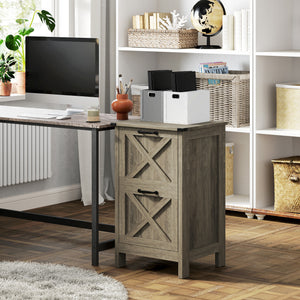 Vertical Filing Cabinet with 2 Drawers, Rustic Farmhouse Office Storage Cabinet for A4, Letter Size – view 14