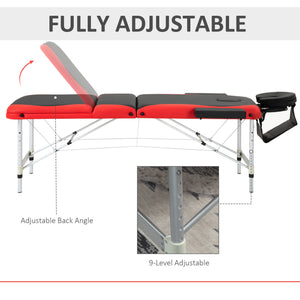 85" 3 Section Foldable Massage Table Professional Salon SPA Facial Couch Bed (Black/Orange)