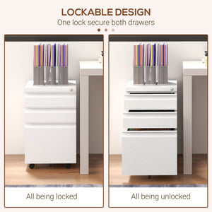 3 Drawer File Cabinet with Lock, Steel Vertical Filing Cabinet with 5 Wheels and Hanging Bar for – view 12